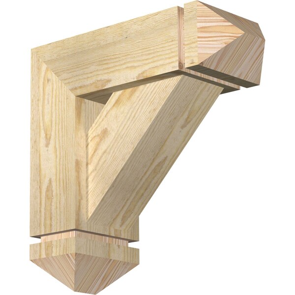 Ekena Millwork Traditional Arts and Crafts Rough Sawn Bracket w/ Offset Brace, Douglas Fir, 6"W x 16"D x 16"H BKT0604X16X16TRA03RDF - main